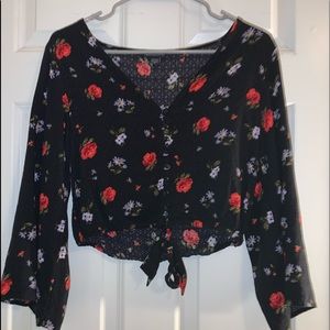 Flower cropped blouse. Worn once!